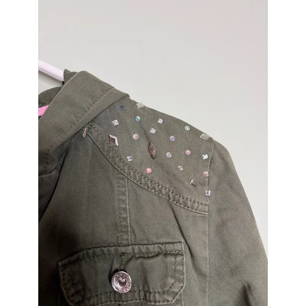 Justice Girls Green Canvas Embellished Jacket 18